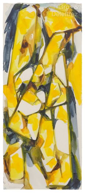 Mary BAIRD-SMITH (1972) 
Cadmium and bitumen
Watercolor.
Monogrammed...