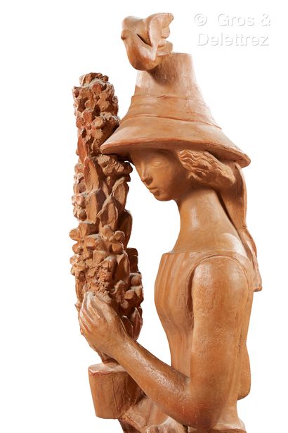 Travail français 1940-1950
Femme à l'oiseau...