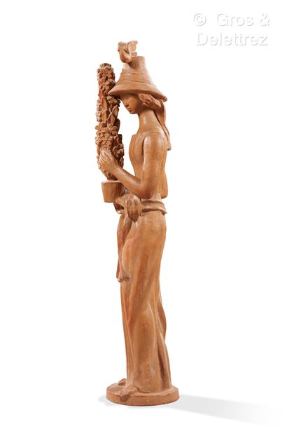 Travail français 1940-1950
Femme à l'oiseau...