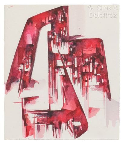 Mary BAIRD-SMITH (1972) 
Garance et quinacridone
Aquarelle.
Monogrammée...