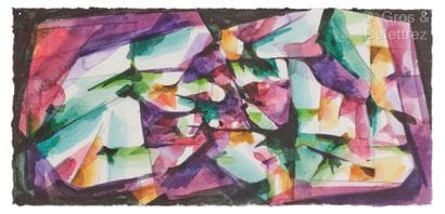 Mary BAIRD-SMITH (1972) 
Véronèze et carmin
Aquarelle.
Monogrammée...