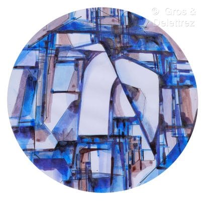 Mary BAIRD-SMITH (1972) 
Mauve et bleu
Aquarelle.
Monogrammée...