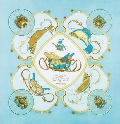 HERMES Paris
Carré en soie imprimée titré...