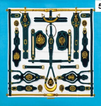 HERMES Paris
Carré en soie imprimée titré...