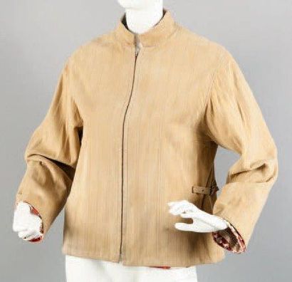 HERMES Paris
Veste en métisse beige à rayures...