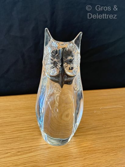 DAUM FRANCE 
Chouette 
Sculpture en verre...