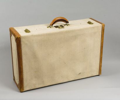HERMES Paris
*Valise en toile chinée beige...