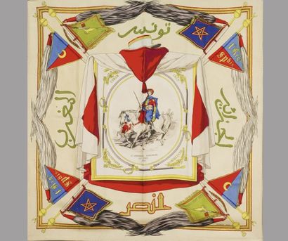 HERMES Paris
Carré en soie imprimée «Mors...