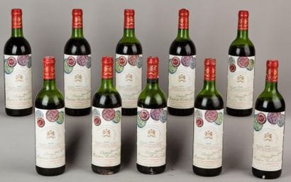10 Bouteilles CH. MOUTON-ROTHSCHILD, 1° cru...