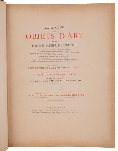 CATALOGUE of Works of Art and Fine Furnishings.

Paris,...