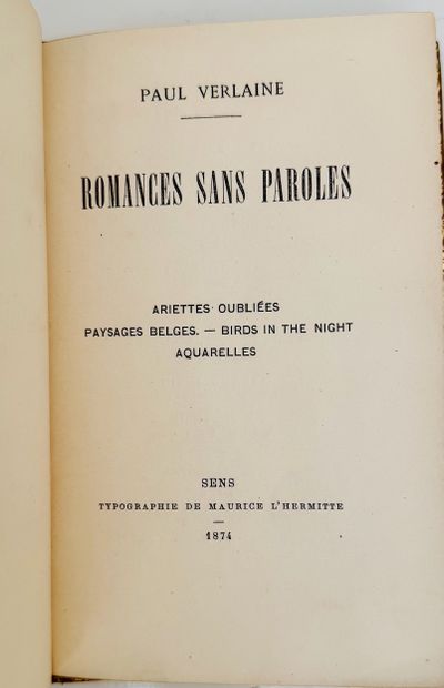 VERLAINE.
Title: Romances sans paroles.
Description:...