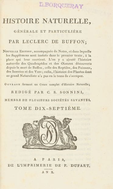 BUFFON, Georges Louis Leclerc.

General and...