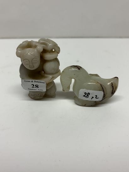 Chine, Xxème
Deux sujets en jade celadon...