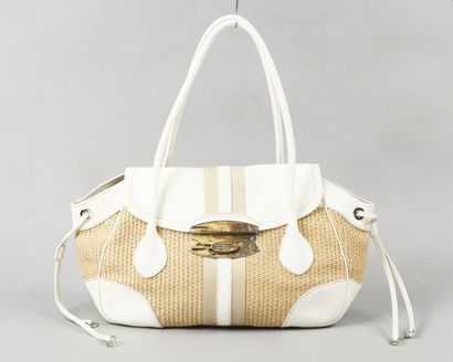 PRADA
Sac 35cm en cuir grené blanc et paille,...
