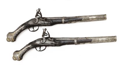 Paire de pistolets à silex, Empire Ottoman...