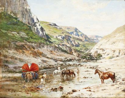 Victor HUGUET (1835-1902)
Passage au gué...