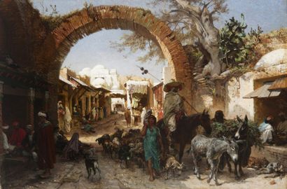 Aloïs SCHONN (1826-1897)
Scène de marché...