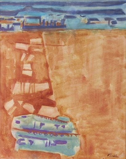 Mohamed KHADDA (1930-1991)
Composition Aquarelle,...