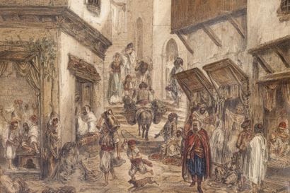 Osmond ROMIEUX (1826 - 1908)
Ruelle animée,...