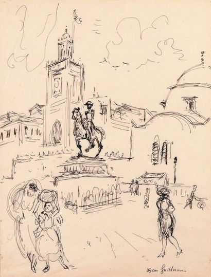 Oscar SPIELMANN (1902-1975)
Devant la Mosquée...
