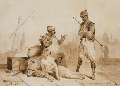 Horace VERNET (1789-1863)
Marchands orientaux...