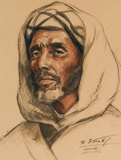 Edmond VALES (1918-2001)
Le fier arabe Fusain...