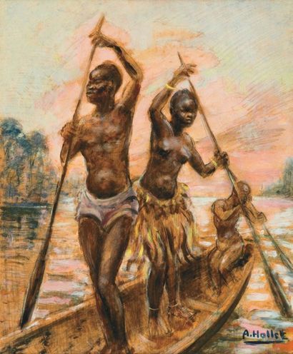André HALLET (1890-1959)
Piroguiers Huile...