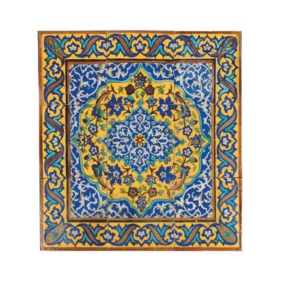 Panneau de neuf carreaux de revêtement Qajar...