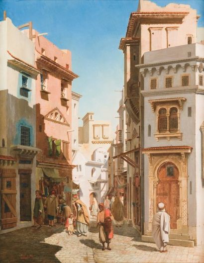 Félix MALARD (1840- ?)
Rue animée à Constantine...