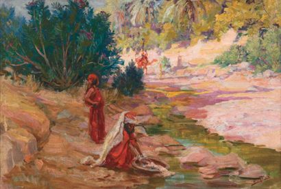 Edouard HERZIG (1860-1926)
Au bord de l'oued...