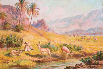 José ORTEGA (1921-1991)
Gazelles à l'oued...