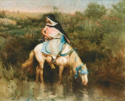 Aimé MOROT (1850-1913)
Cavalier à l'oued...