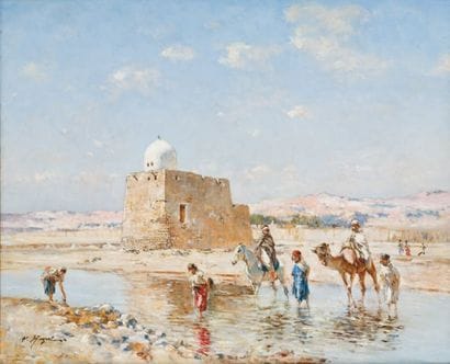 Victor HUGUET (1835-1902)
Le Passage de Gué....