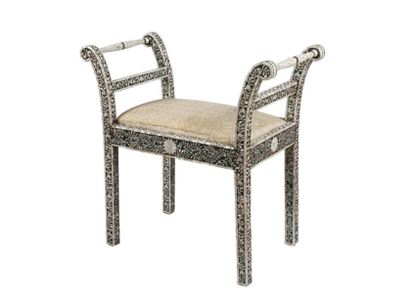Banquette à accoudoirs incurvés, en bois...