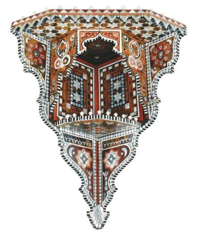 Superbe étagère d'angle en marqueterie et...