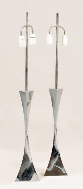 Travail des années 1970 Paire de lampe en...