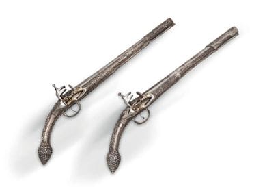 Paire de pistolets à silex, Empire ottoman,...