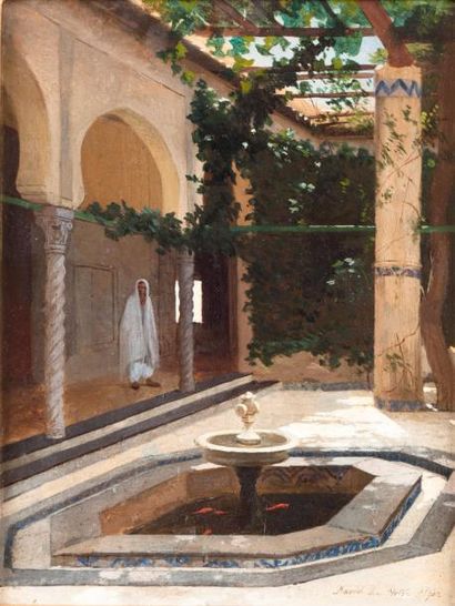 David DE NOTER (1818-1892) Patio à Alger...