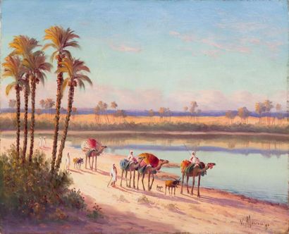 Vincent MANAGO (1880-1936) Oasis Huile sur...