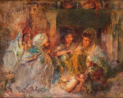Edouard VERSCHAFFELT (1874-1955) Veillée...
