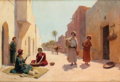 José ALSINA (XIX-XXème) Jeune fileuse dans...