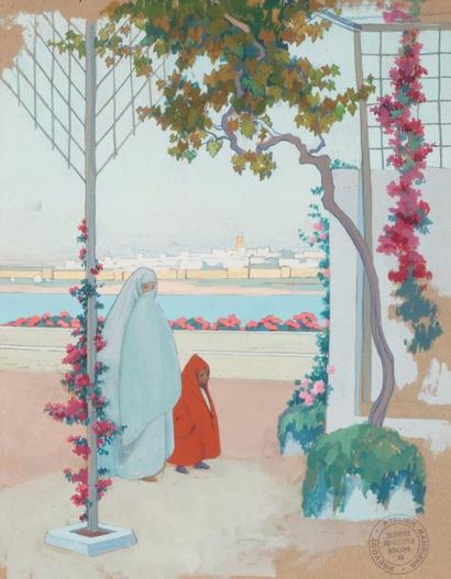 Madeleine BARRIERE-PREVOST (XIX-XXe) Terrasse...