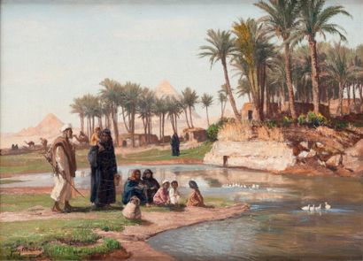Georg MACCO (1863-1933) Famille fellah devant...