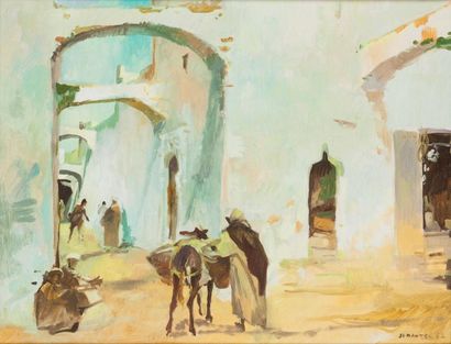 Jean Gaston MANTEL (1914-1995) Souks de Rabat...