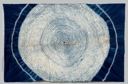 Pagne dit Adire en technique dite «Tie Dye»,...