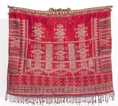 Tazera (Tajira) ou châle de tête tissé, Ghoumerassene,...