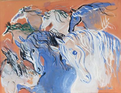 Hassan EL GALOUI (né en 1924) Six chevaux...