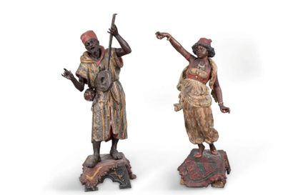 Ecole orientaliste XXème siècle Couple d’orientaux :...