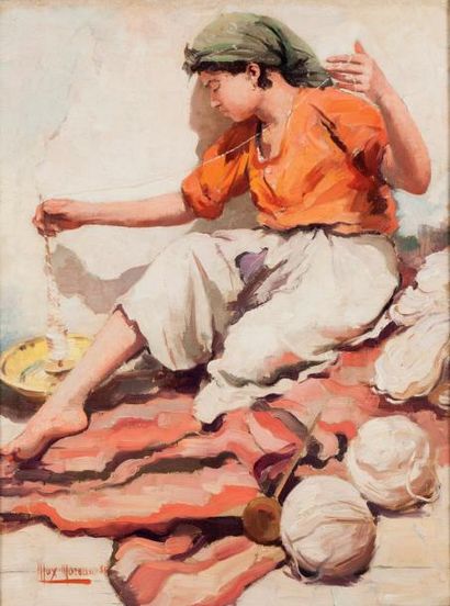 Max MOREAU (1902-1992) La fileuse tunisienne...