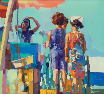 Nicola SIMBARI (1927-2012) Girls in Posilippo...